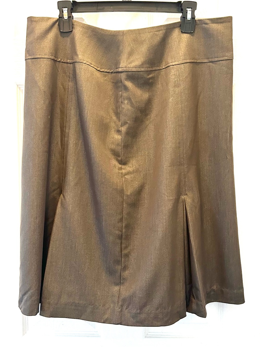 Brown A-Line Suit Skirt Women’s 14 Lined Brown Pleated Zip Professional Work